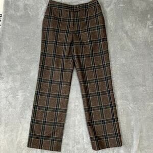 Indochino Trouser Pants Mens 30 x 31 100% Wool Brown Plaid Classic Old Money